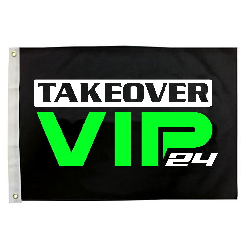 2024 VIP UTV Takeover Logo Black Whip Flag